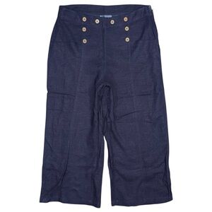 NWOT ModCloth Gone Sailing Cropped Wide Leg Pants Womens Sz 12 Navy Retro Pinup